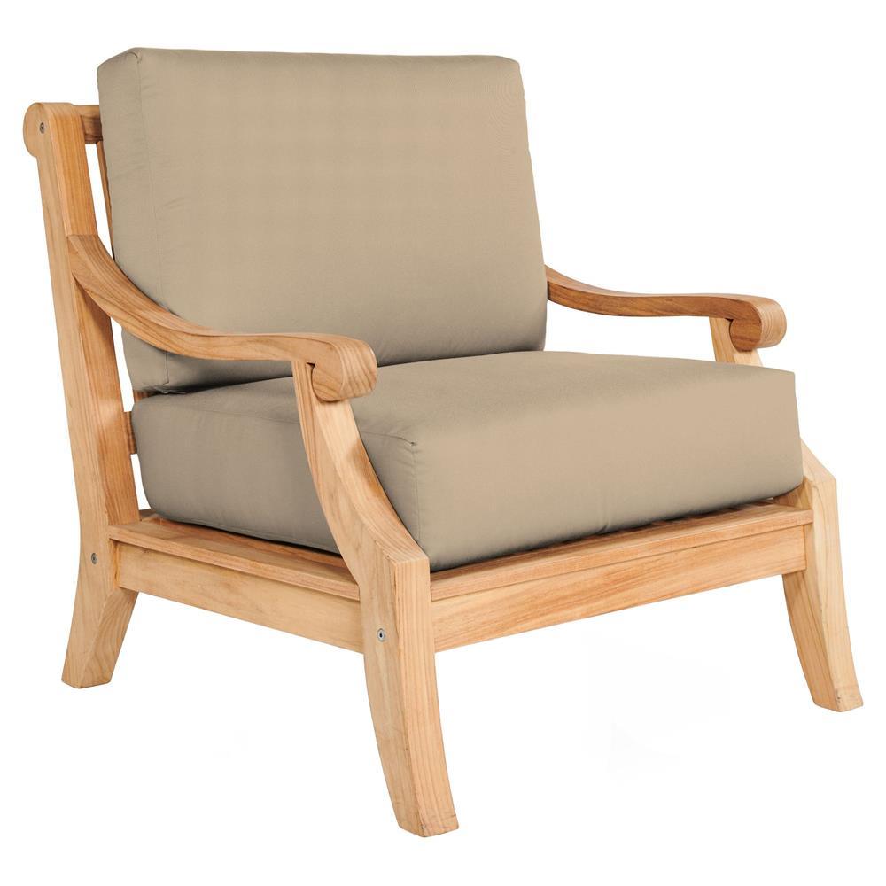 LOOMLAN Outdoor - Sonoma Teak Deep Seating Outdoor Club Chair with Sunbrella Cushion - Outdoor Lounge Chairs