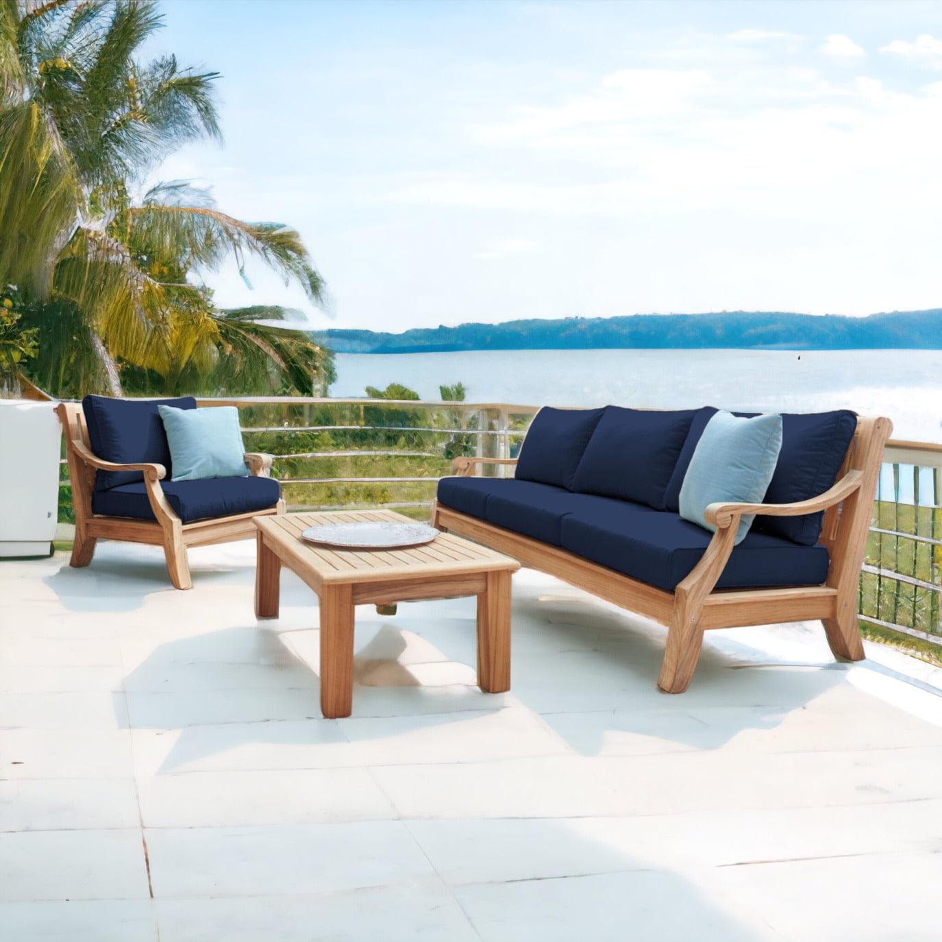 LOOMLAN Outdoor - Sonoma Teak Deep Seating Outdoor Sofa with Sunbrella Cushions - Outdoor Sofas &amp; Loveseats