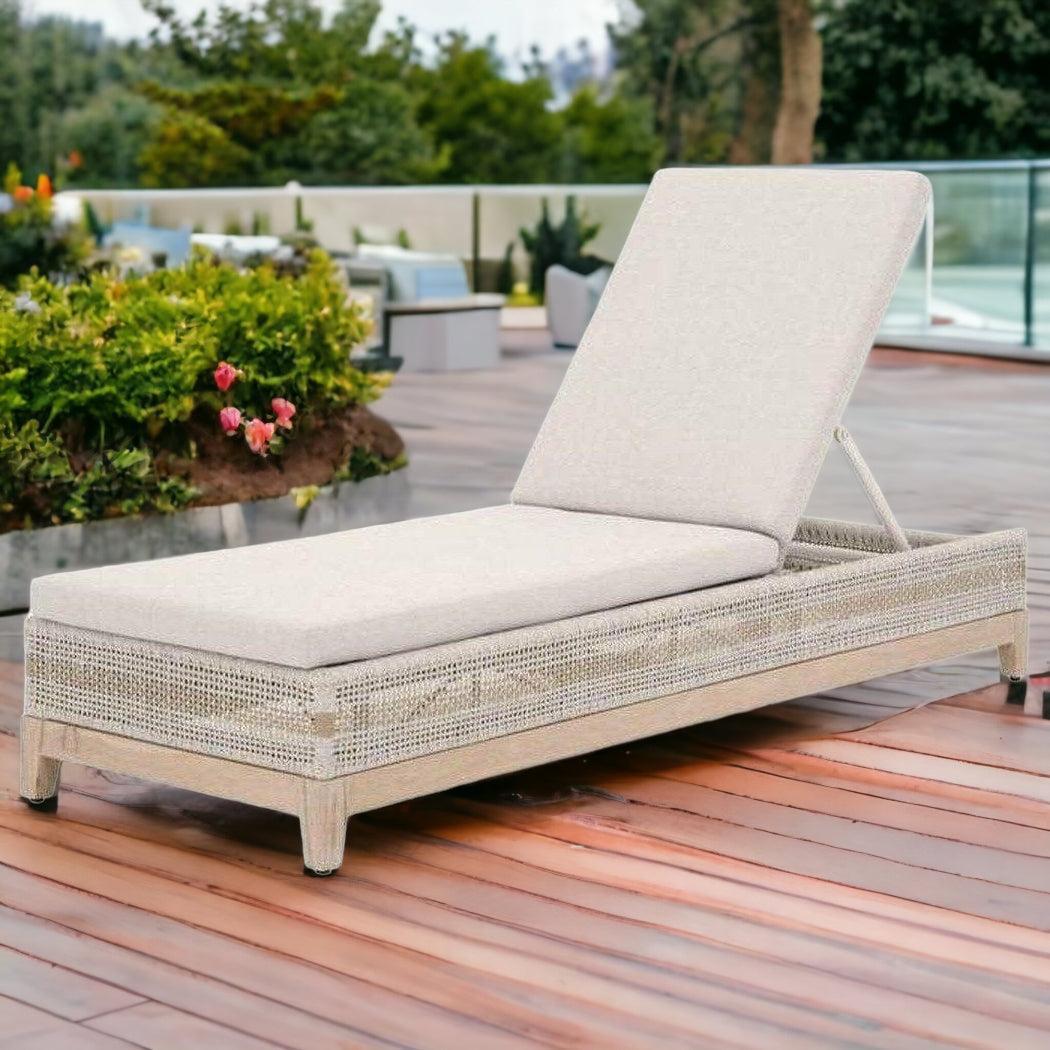 LOOMLAN Outdoor - Tapestry Outdoor Chaise Lounge Teak Wood and Rope - Outdoor Chaises