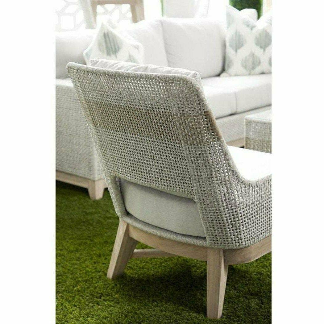 LOOMLAN Outdoor - Tapestry Outdoor Club Chair Taupe & White Rope and Teak - Outdoor Lounge Chairs