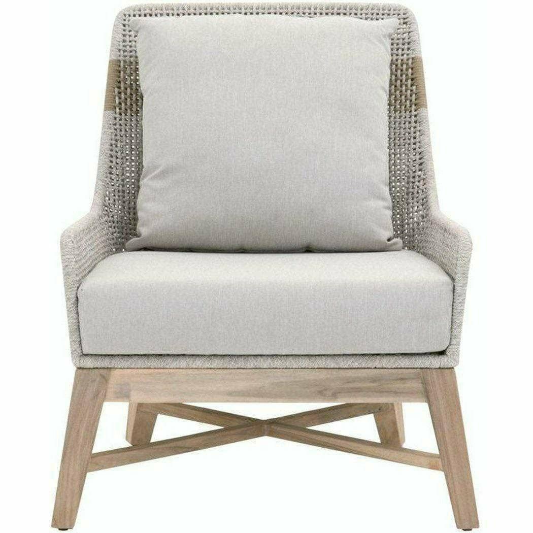 LOOMLAN Outdoor - Tapestry Outdoor Club Chair Taupe & White Rope and Teak - Outdoor Lounge Chairs