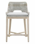LOOMLAN Outdoor - Tapestry Outdoor Counter Stool Taupe & White Rope and Teak - Outdoor Counter Stools