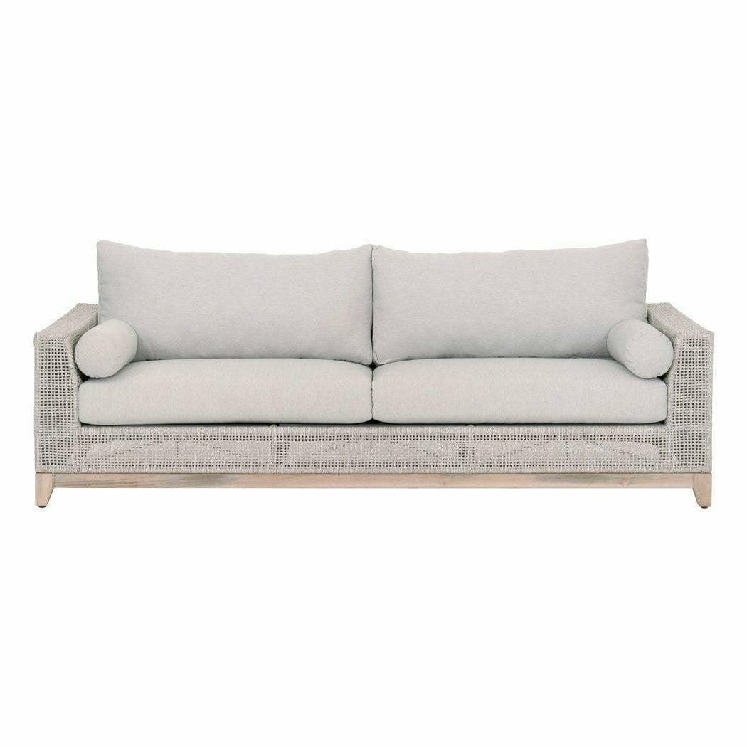 LOOMLAN Outdoor - Tropez Outdoor 90&quot; Sofa Taupe &amp; White Rope Pumice Gray Teak - Outdoor Sofas &amp; Loveseats