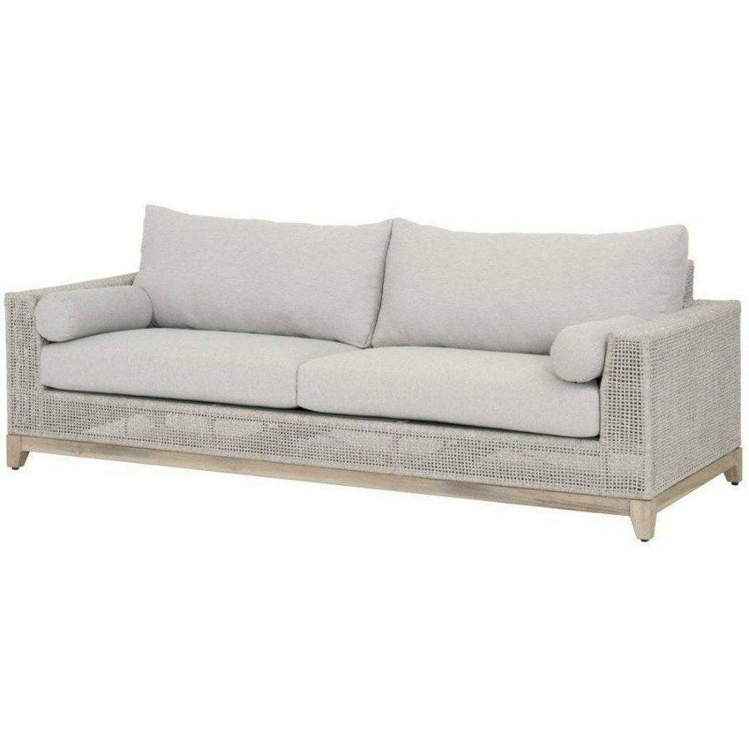 LOOMLAN Outdoor - Tropez Outdoor 90&quot; Sofa Taupe &amp; White Rope Pumice Gray Teak - Outdoor Sofas &amp; Loveseats