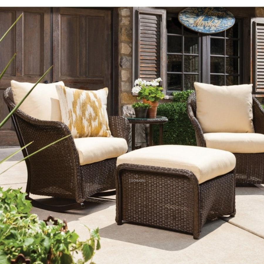 LOOMLAN Outdoor - Weekend Retreat Ottoman All Weather Wicker Lloyd Flanders - Outdoor Ottomans