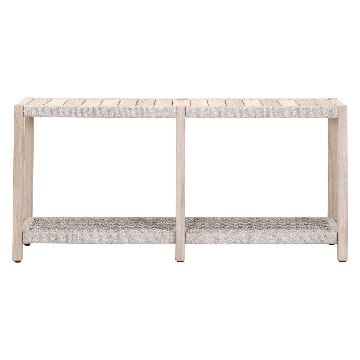 LOOMLAN Outdoor - Wrap Outdoor Console Sofa Table for Patio Teak With Storage Shelf - Outdoor Console Tables